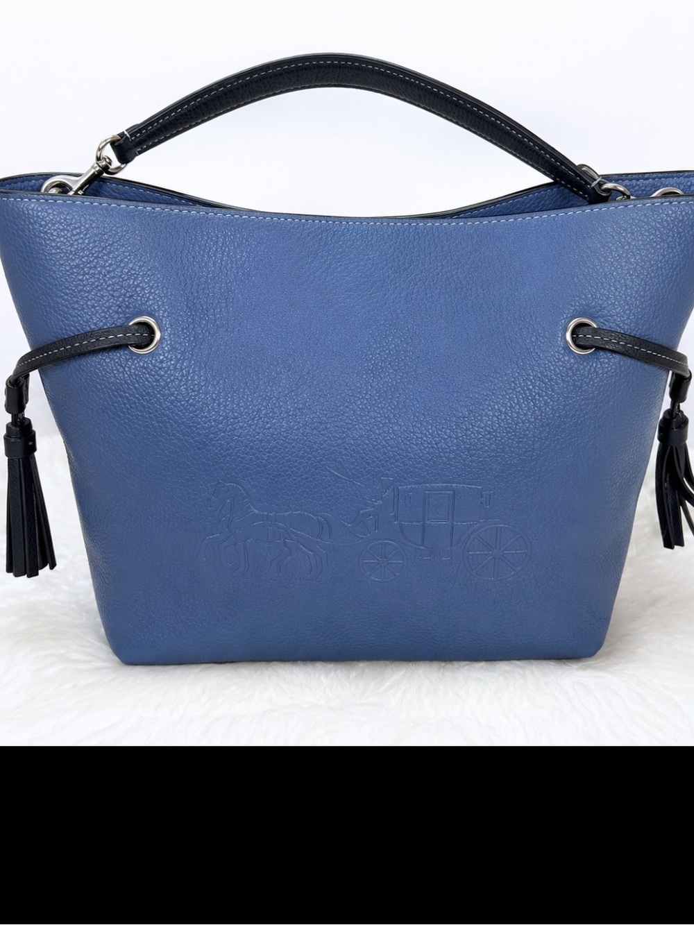 Coach Blue Pebble Leather Shoulder Bag CV404